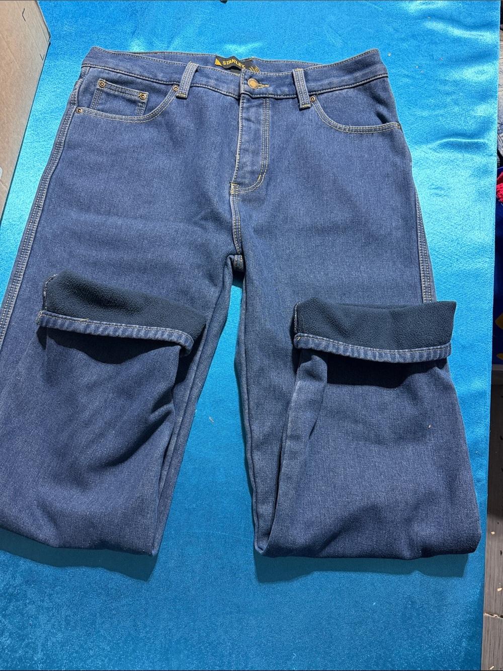 Stanley Navy Blue Relaxed Cargo Jeans with Knee Pockets